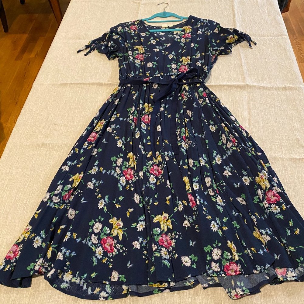 GAP Sarah Jessica Parker Navy Floral midi dress, size M